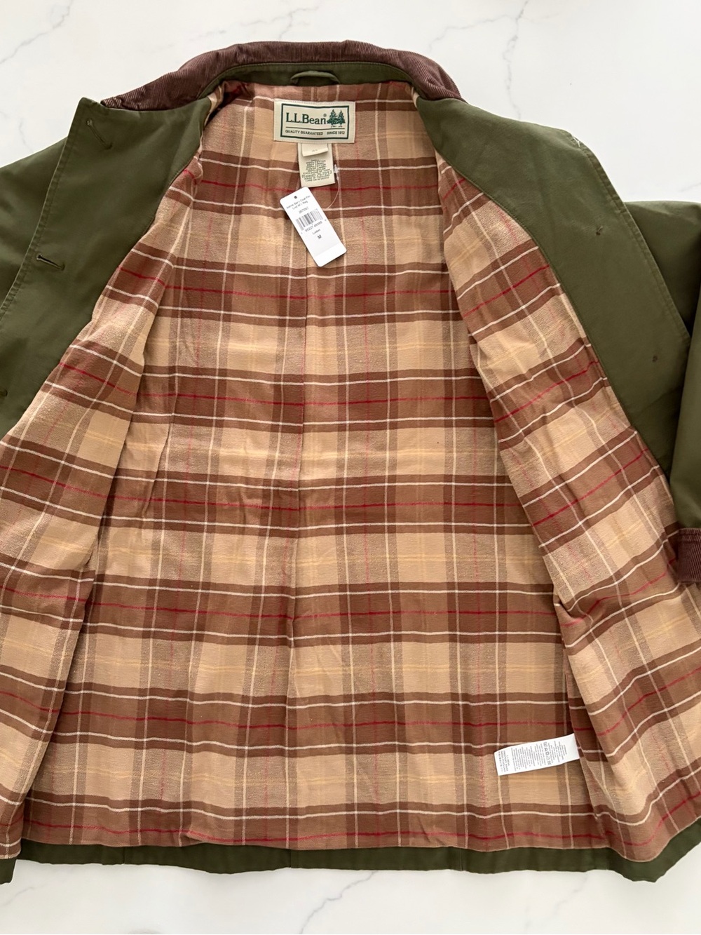 LL Bean M Women's Adirondack Barn Coat, Flannel-Lined Olive Green NWT Price Firm - Picture 4 of 16